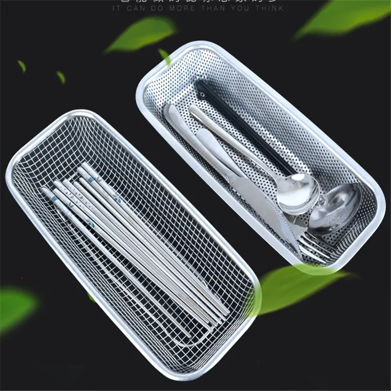 

Stainless steel chopstick holder drain Spoon Cutlery storage box fruit drain basket kitchen tools Fruits Vegetables dry baskets