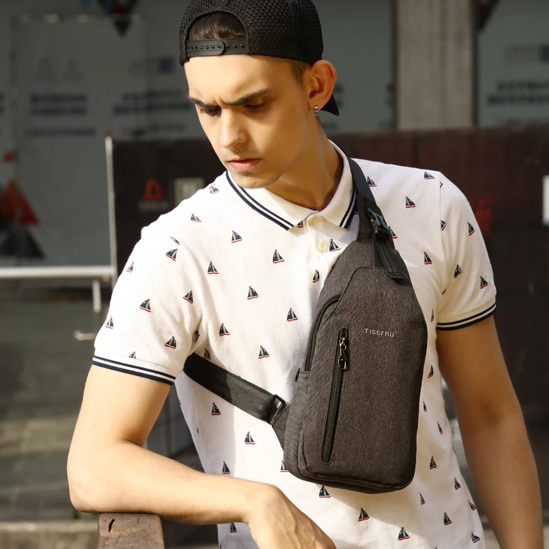 2017 Tigernu Men Crossbody Bag Splashproof Oxford Fabric Messenger Mini Ipad Mobile Money Phone Belt Chest