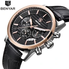 Reloj Hombre BENYAR модные хронограф спортивные мужские часы лучший бренд класса люкс Бизнес Кварцевые часы Relogio Masculino