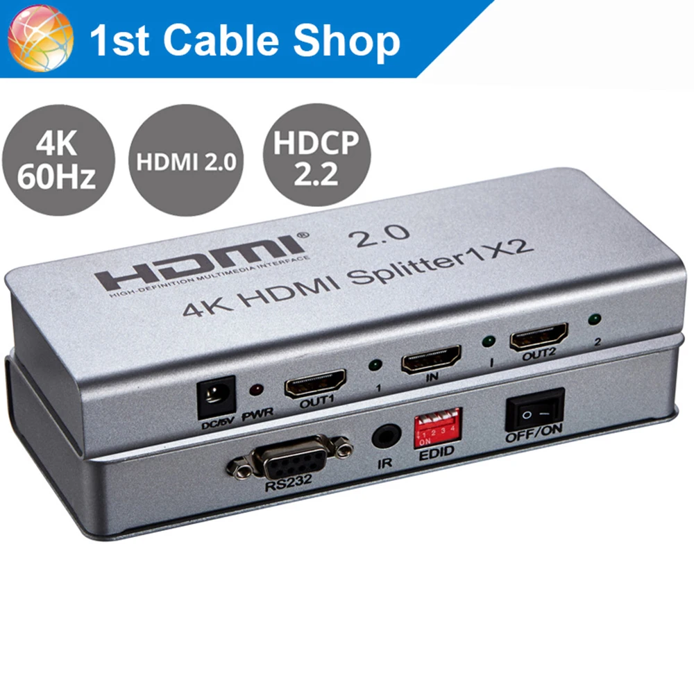 HDmatters HDMI 2.0 Splitter 4K 60HZ HDCP 2.2 1080P 3D with power adapter for PS4 pro HDTVHDMI