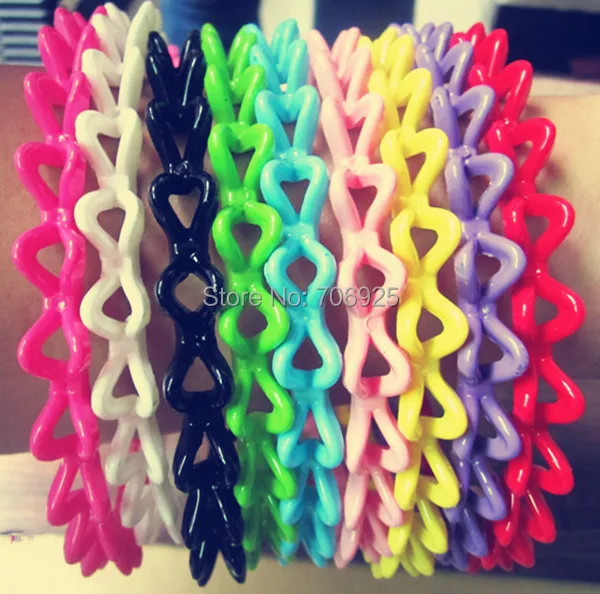 

24pcs/lot Free shipping Wholesale Mixed color bending plastic hair bands 11mm
