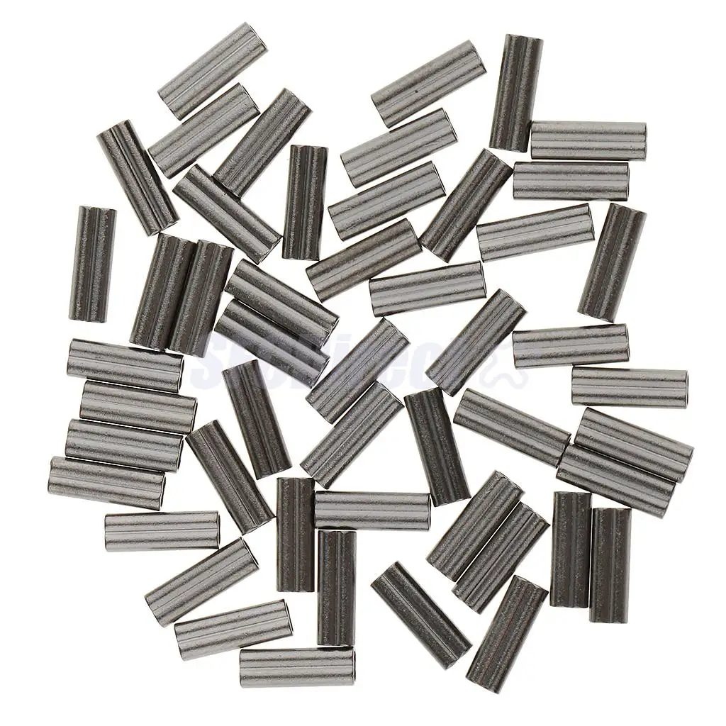 100pcs Double Barrel Copper Crimp Sleeves Fishing Crimps 1mm /1.2mm Bore