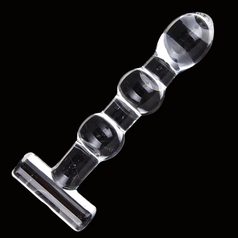 Crystal Glass Beaded Anal Probe Dildo Butt Plug Beginner Training Easy