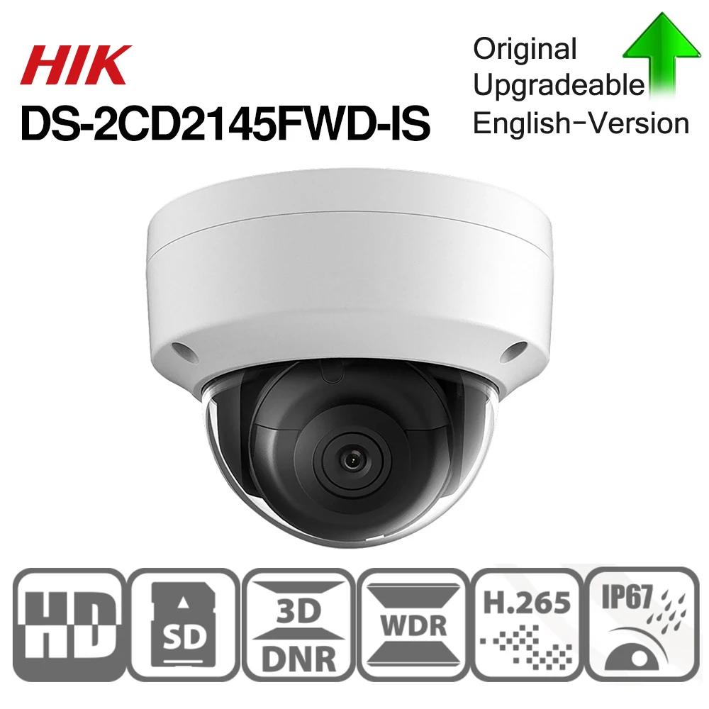 

Hikvision DS-2CD2145FWD-IS POE Camera Video Security 4MP IR Network Dome Camera 30M IR IP67 IK10 H.265+ SD card slot