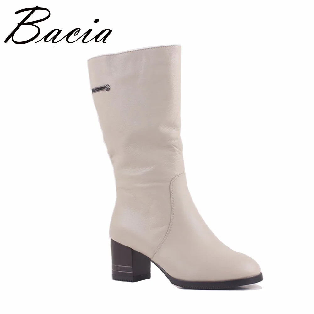 Bacia Winter High heels Wedges Women Fashion Gnuine Leather Boots Warm Wool Fur Shoes White Mid-Calf Boots Size 36-41 MA011 Bacia Winter High heels Wedges Women Fashion Gnuine Leather Boots Warm Wool Fur Shoes White Mid-Calf Boots Size 36-41 MA011