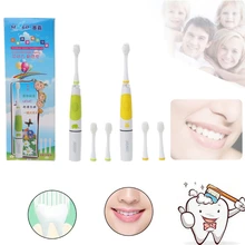 SEAGO Соник зубная щетка Дети батарея зуб светодиодный индикатор 3 головки возраст 4