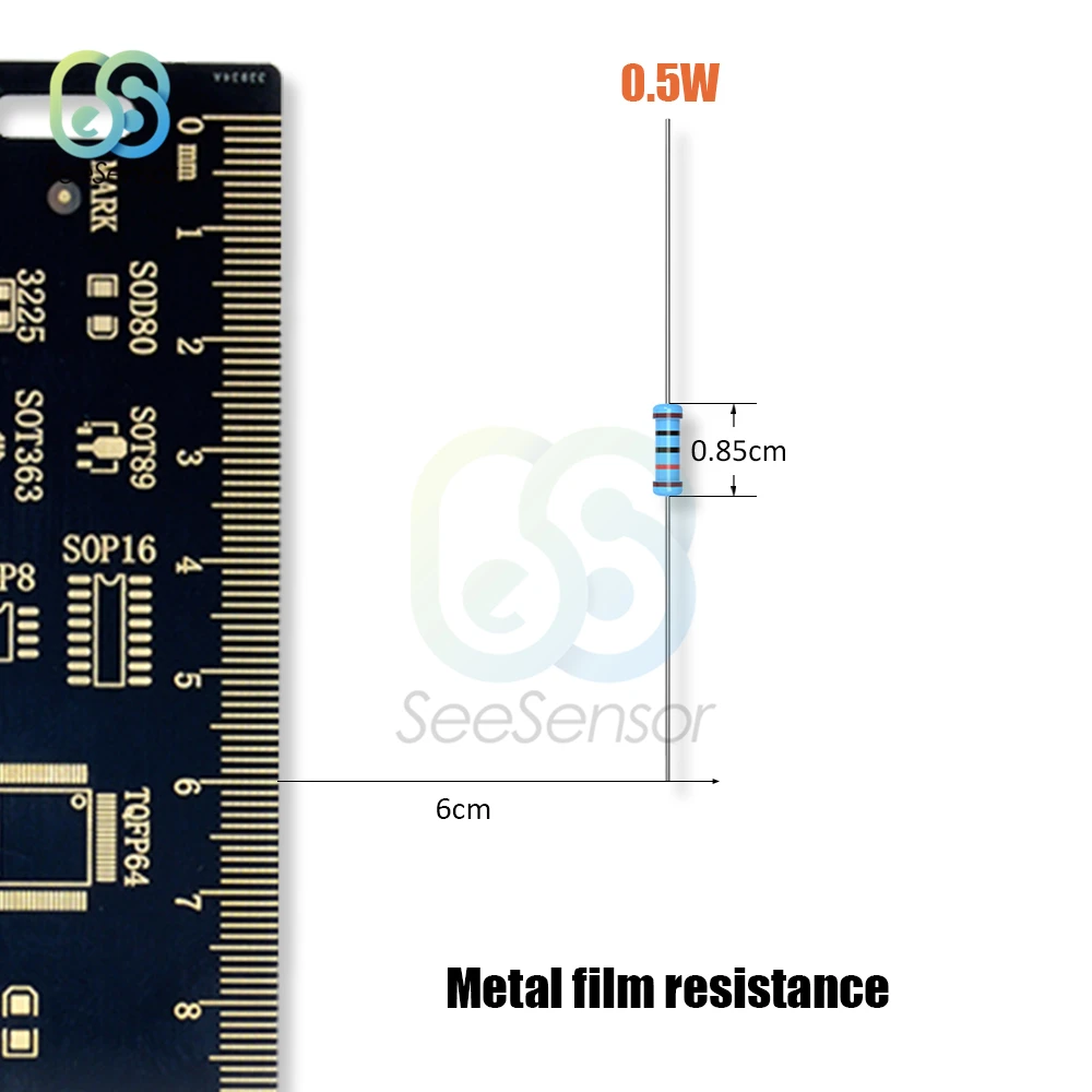 100 шт. 1/2W 0,5 W 1R~ 1 м 1% металлического пленочного резистора 100R 220R 1K 1,2 K 2,2 K 4,7 K 10K 22K 47K 100 к 100 220 2K2 4K7 ohm Сопротивление