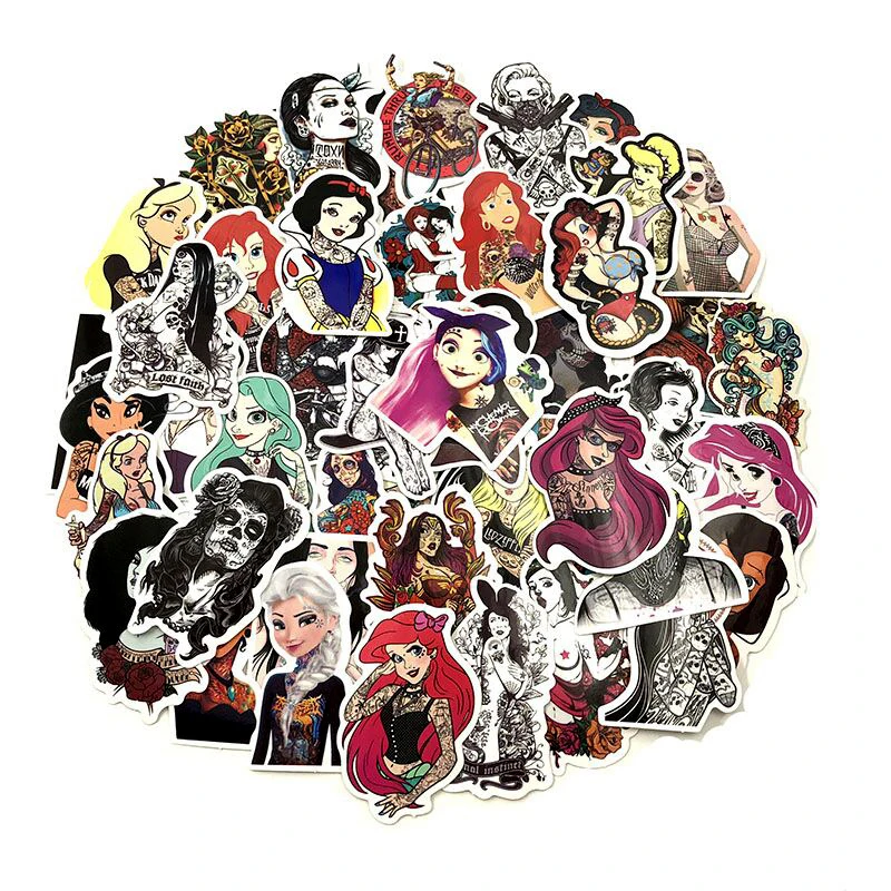50PCS-Set-Tattoo-Girl-Sticker-Pvc-Waterproof-fashionable-Styling-Sexy-beauty-Girl-For-Laptop-Luggage-Guitar