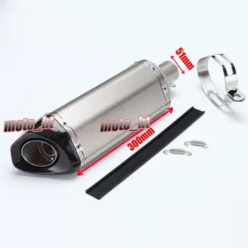 

51mm IMotorbike +nlet Hexagonal Muffler Silencer Exhaust Pipe, Stainless Steel Body + Carbon Fibre End Universal