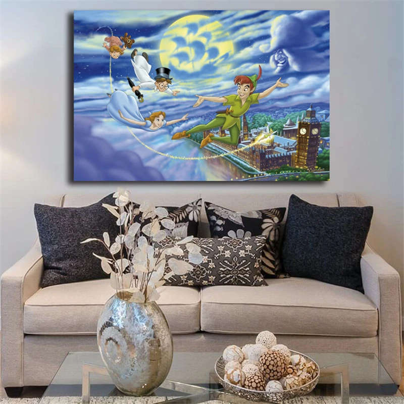 

Peter Pan Let's Over London Canvas Posters Prints Wall Art Oil Painting Decorative Picture Modern Home Decoration Accessories HD