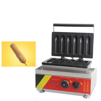 

110V 220V 6pcs Non-stick Electric Corn Shape Waffle Maker Commercial French Hot Dog Waffle Baker Iron Machine EU/AU/UK/US