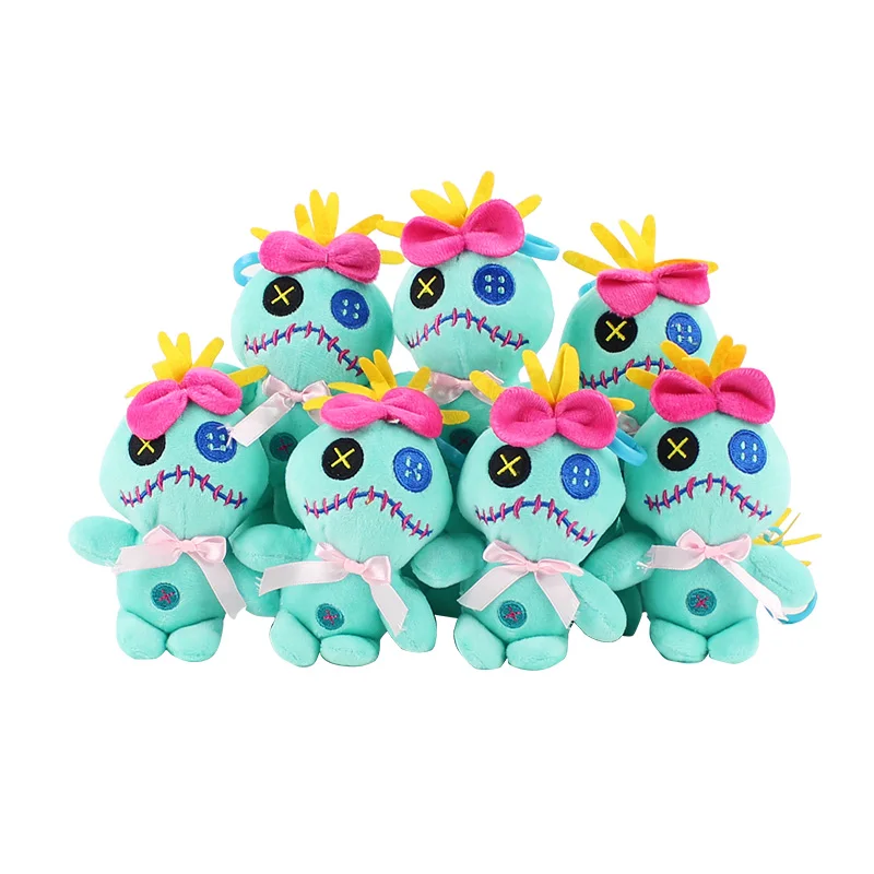 

10Pcs/Lot Cute Scrump Plush Doll Lilo & Stitch Soft Stuffed Pendant With Keychain Keyring 13cm