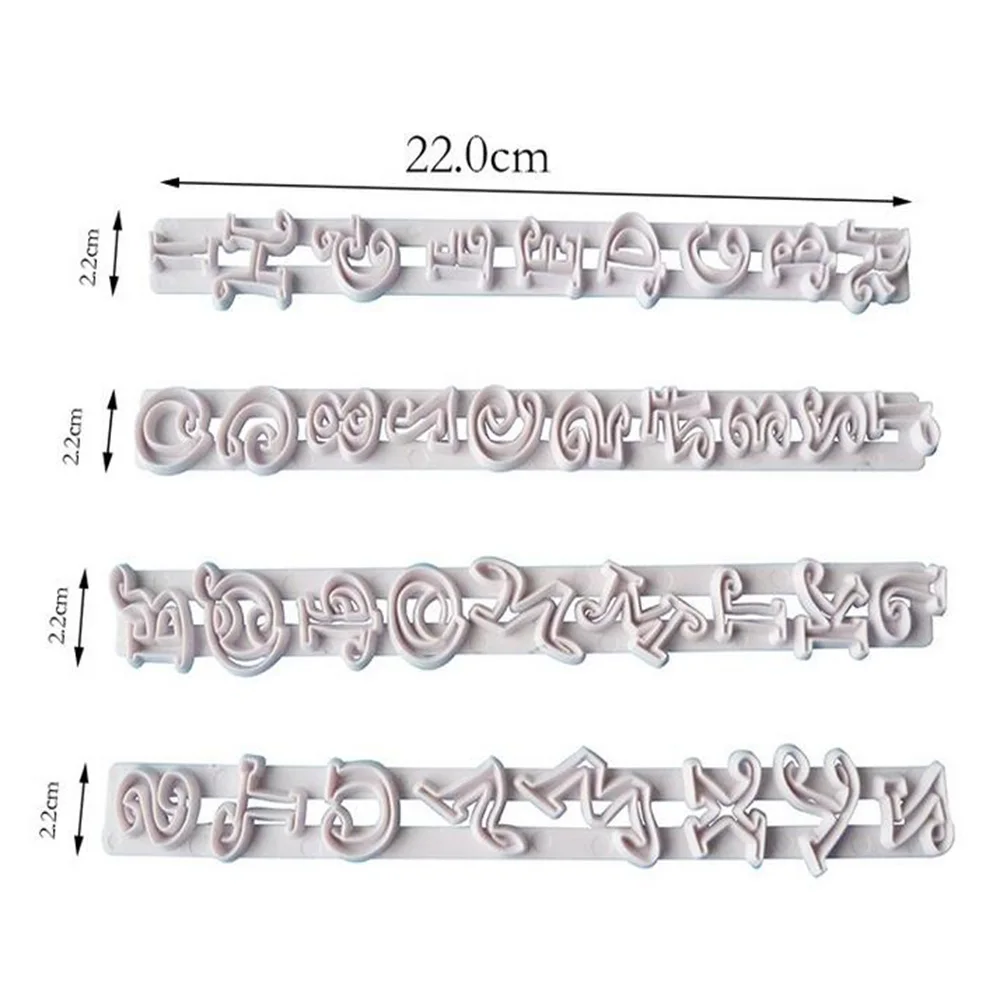 

Free shipping 4pcs/set Letters&Numbers Shape Cake Embossing Cutter Decorating Stencil White Color p120