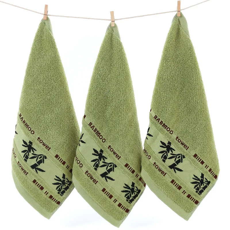 Хлопковое мягкое милое не ворсистое банное полотенце с бамбуковым узором, маленькое квадратное абсорбирующее полотенце для лица из бамбукового волокна - Цвет: Green