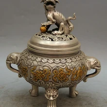 Песня voge gem S1974 1" Отмечены Тибет Бронзовый Gild 3 Фут 8 Благоприятный Символ Курильница Курильница