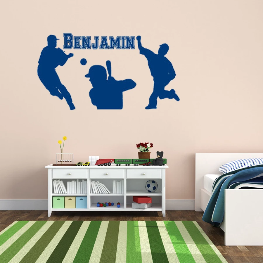 Custom Personalized Name Baseball Baby Boy Wall Stickers for Nursery