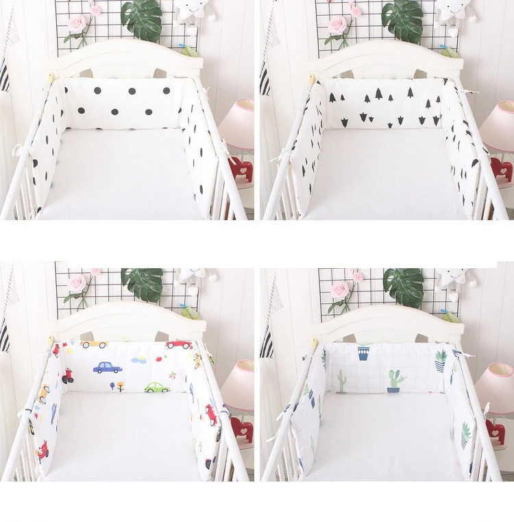 baby bumper crib around protection bedding set 1pc with zip washable breathable for girls boys 100% cotton  (4)