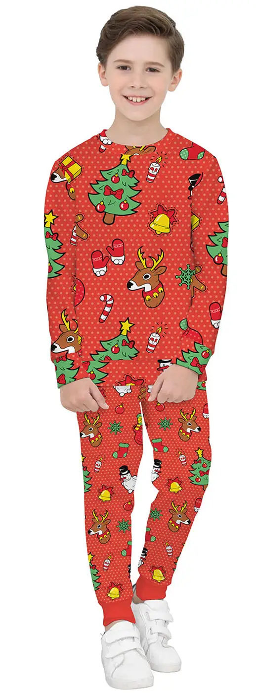 Костюм Санта-Клауса; детская одежда; новогодний Рождественский костюм для мальчиков; зеленые толстовки с капюшоном и 3D-принтом оленя - Цвет: hoodies set no hat
