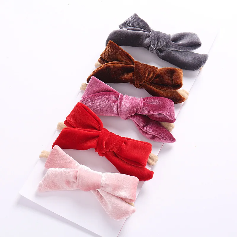

1pcs Lovely velvet headbands for girls cute bows nylon headband soft elastic headband for kids Christmas gift Hair Accessories