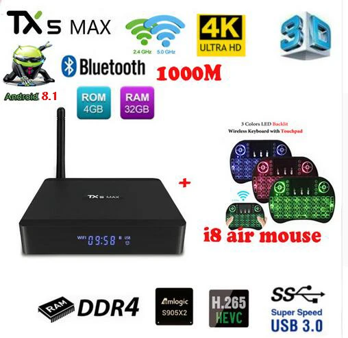 TX5 MAX DDR4 4 GB RAM 32 GB ROM 2,4G 5G WiFi 1000 M LAN Bluetooth Android 8,1 TV caja Amlogic S905X2 Quad Core 4 K HD caja inteligente - 3