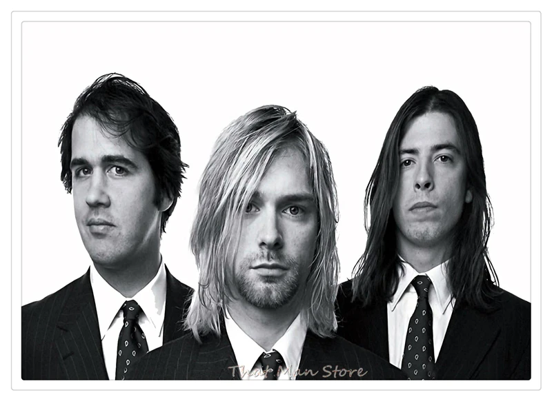 Музыкальная группа Nirvana Kurt Cobain плакат мелованная бумага настенный плакат домашний декор четкое изображение наклейки на стену - Цвет: Черный