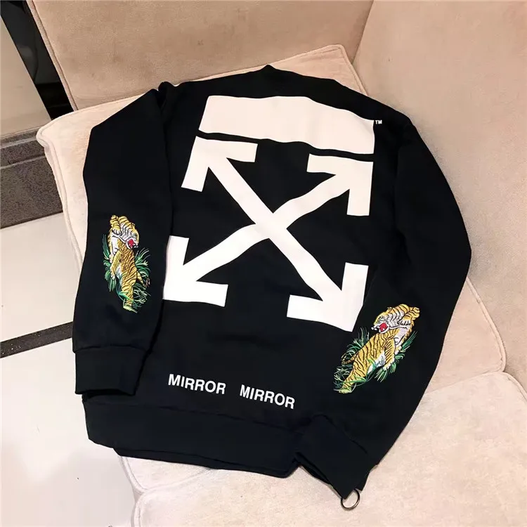 Best Version 17 Spring Summer Off White Tiger Crewneck Hoodie Mirror Mirror Graphics Printed Long Sleeve Fleece Cotton Hoodies Hoodies Polo Hoodies Spidermanmirror Screen Protector Iphone Aliexpress