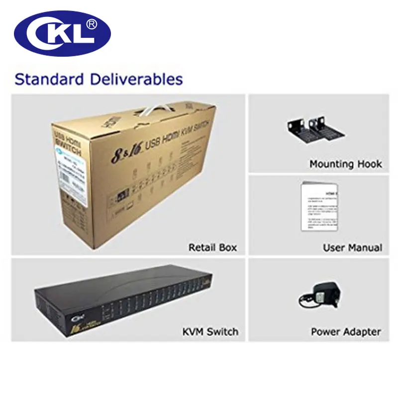 Автомобильный переключатель KVM CKL с 16 портами USB для монитора ПК клавиатуры мыши