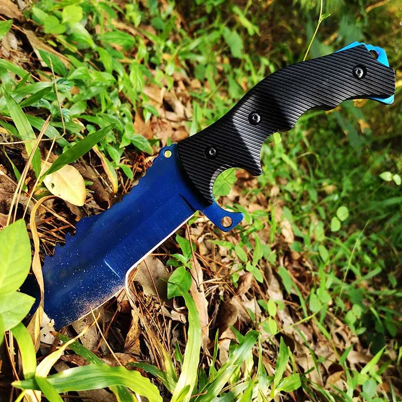 Тактический нож с фиксированным лезвием, походный охотничий нож для выживания s, военный боевой нож, синий титановый с нейлоновой оболочкой
