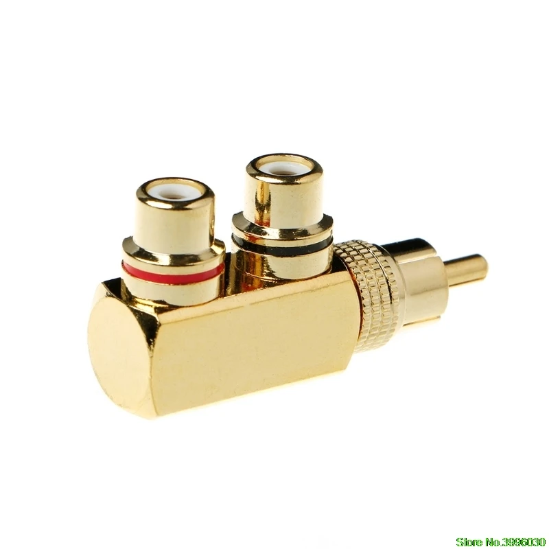 

Copper Audio Splitter Plug RCA 1 Male to 2 Female AV Socket Connector Adapter