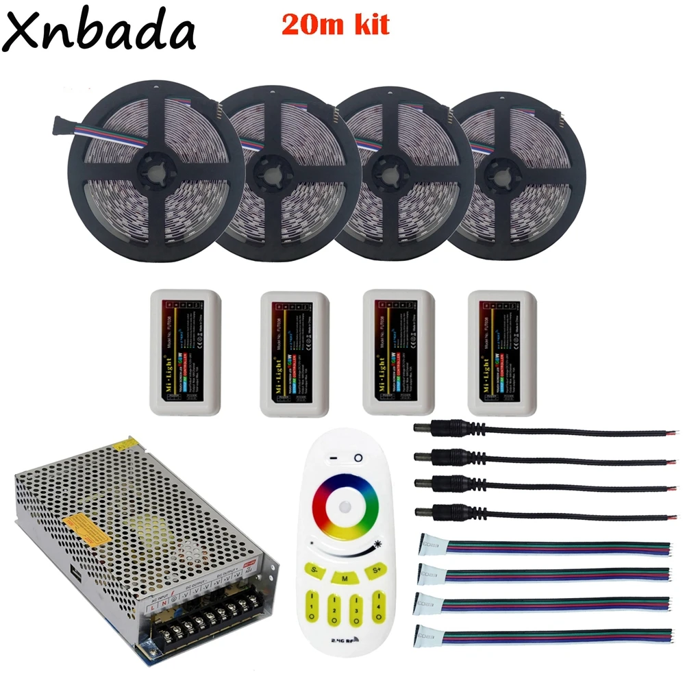  5/10/15/20m 5050 RGBW Led Strip Light DC12V+Mi.light 2.4G Led Controller+Remote Led Controller+12V  - 32741426632