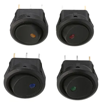 

4pcs 12V Car LED Dot Light Rocker Switch Auto Boat Round Rocker ON/OFF Toggle SPST Switches Red Green Blue Yellow