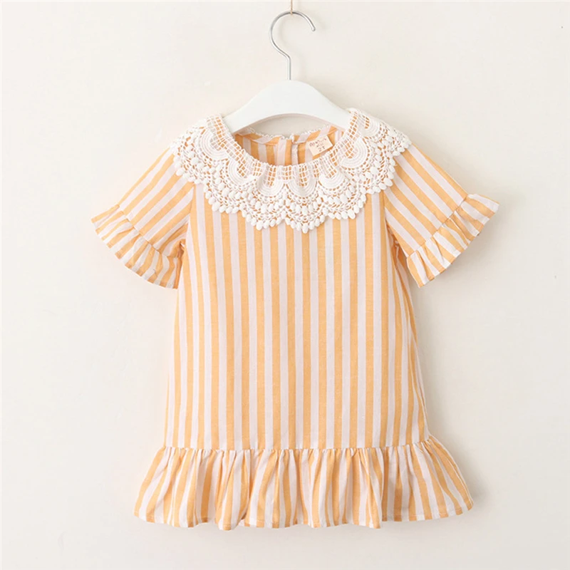 New Long Dress Girl Summer Toddler Kids Baby Girls Outfits Clothes Lace Stripe Party Pageant Princess Dress Newborn Baby V9# (7)