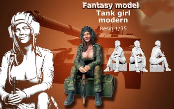 

Assembly Unpainted Scale 1/35 modern Tank Girl sit Historical toy Resin Model Miniature Kit
