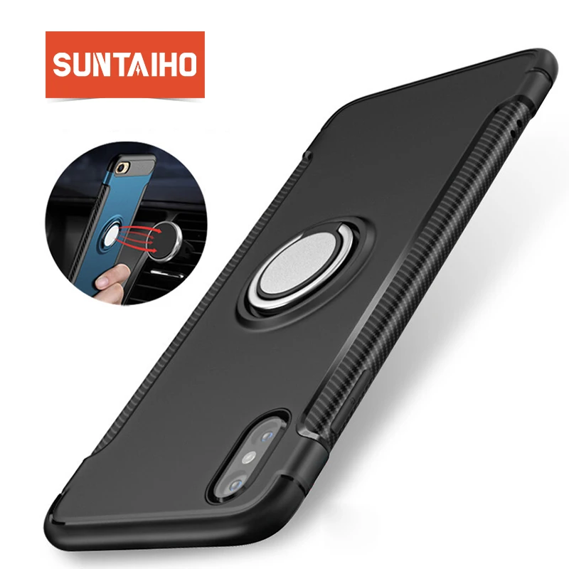 Ударопрочный чехол Suntaiho с держателем для телефона iPhone XS MAX 8 plus Xiaomi Redmi note 5 Pro Samsung 9