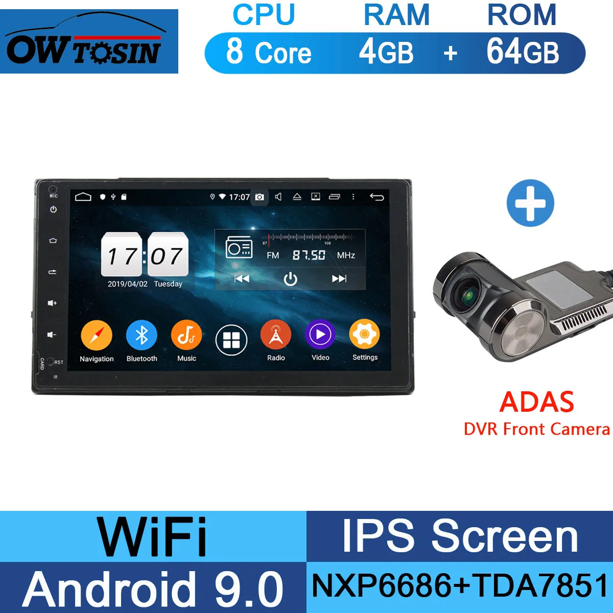 " ips 8 Core 4G+ 64G Android 9,0 автомобильный DVD мультимедийный плеер gps Радио для Toyota Corolla DSP CarPlay Parrot BT - Цвет: 64G Adas Camera