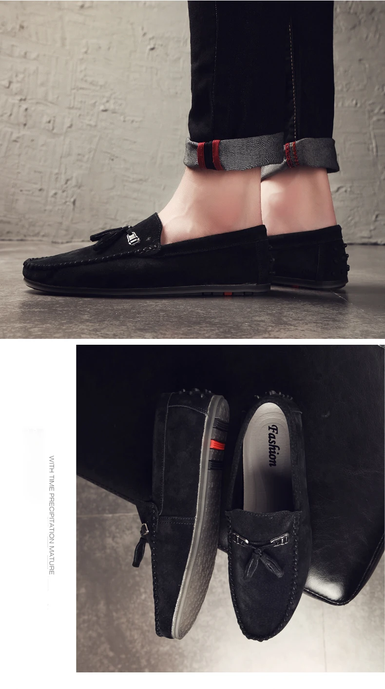 Mocassins Hommes Chaussures модная повседневная обувь слипоны Лоферы Мужская обувь мужские замшевые кожаные мокасины мужские мягкие мокасины