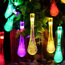 20 LED Solar Powered Motion Sensor String Lights Water Drop LED Fairy Light for Wedding Christmas Party Festival Decoration