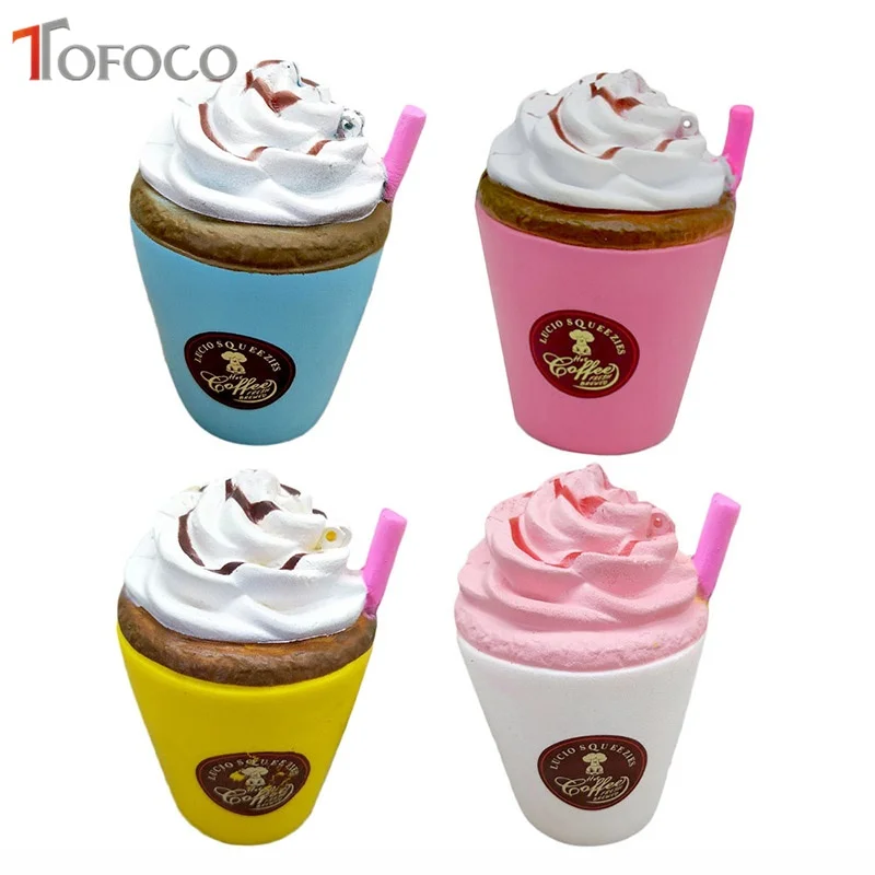 TOFOCO каваи кофейная чашка мороженое, мягкий jumbo постепенно возвращающий форму игрушки антистресс украшения торта мягкими едами Сжимаемый ароматизированный гаджет