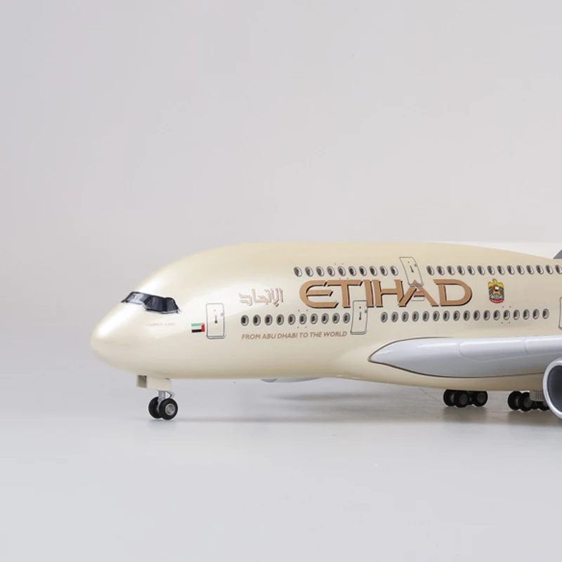 1/160 масштаб ETIHAD Воздушный самолет модель Airbus A380 ETIHAD модель с колесо с подсветкой литая под давлением пластиковая Смола самолет детский подарок