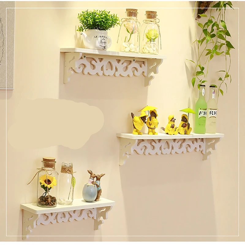

3pcs High Quality Wood Plastic Composite White Wall Hanging Shelf Goods Convenient Rack Storage Holder Home Bedroom Decoration