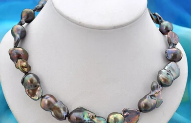 

shitou 001618 baroque black keshi reborn pearl necklace