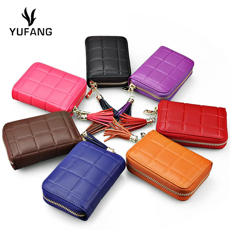 

YUFANG Women Card Purses Genuine Leather Men Credit Card Wallet Rfid Blocking Card Holder Female Day Clutch Coin Pocket