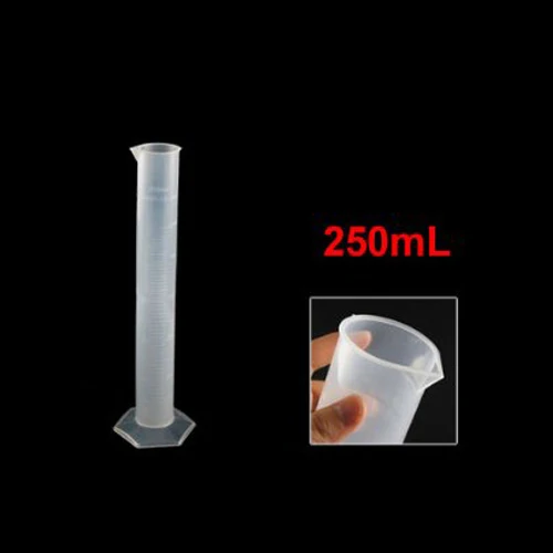 SOSW-250mL прозрачный белый пластиковый градуированный цилиндр для измерения жидкости для лабораторного набора