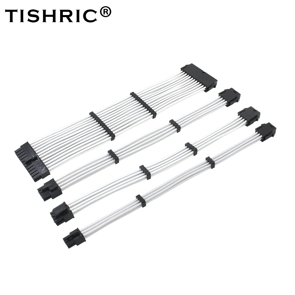 

TISHRIC NEW Basic Extension Cable Kit - PC Computer 4in1 ATX 24Pin EPS 4+4Pin PCI-E 6+2Pin PCI-E 6Pin Power Extension Cable
