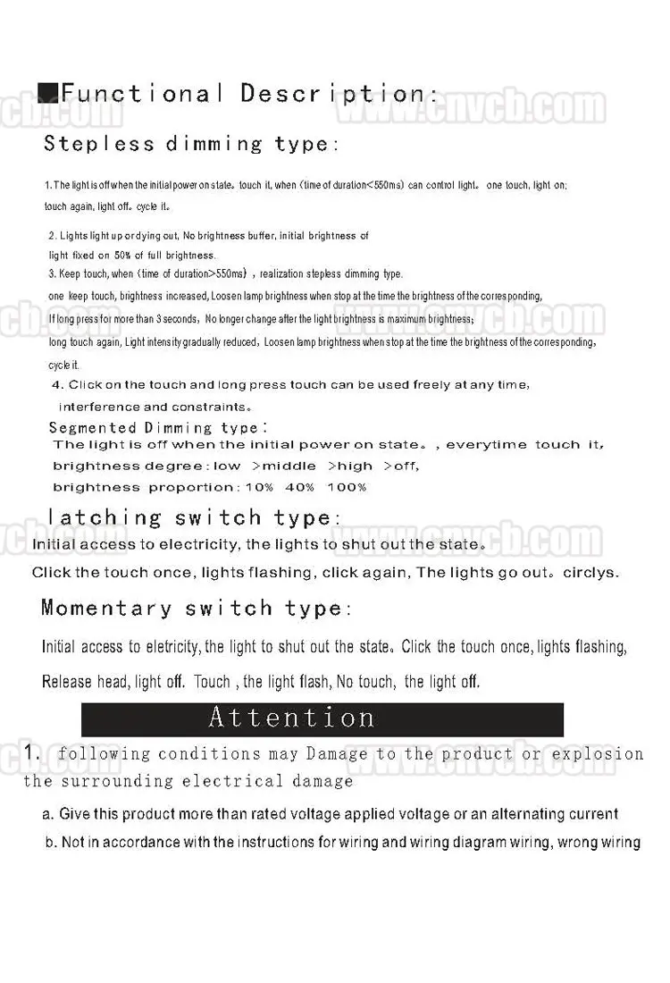 Abbeycon Dimming switch model description (3)