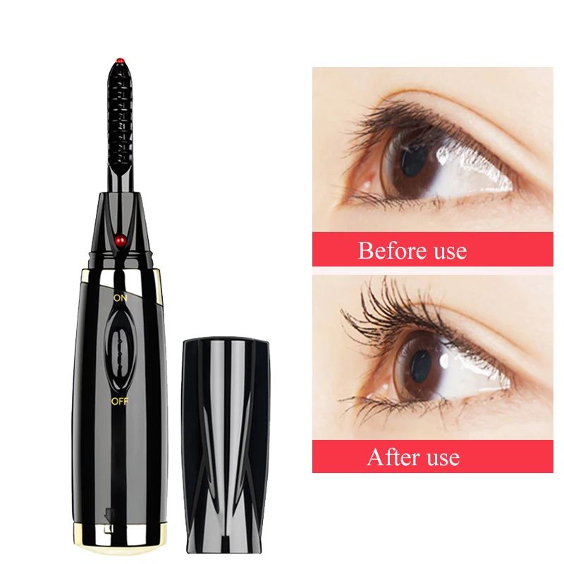 Fashion Mini Electric Heated Eyelash Curler Heated Eye lashes Curler Brush Eye Lashes Styling Curling Iron Makeup Tool for Woman