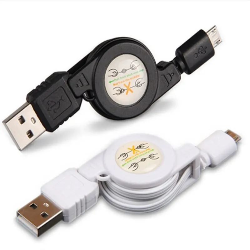 شاحن هاتف محمول يعمل بنظام تشغيل أندرويد سلك MicroUSB واجهة العام انكماش كابل بيانات كابل شحن