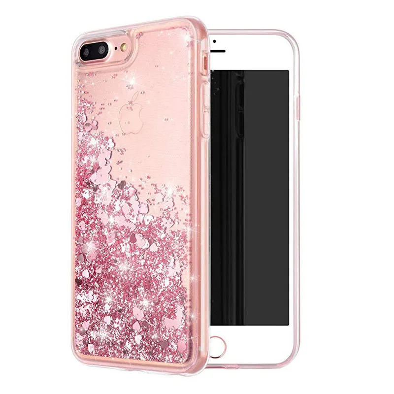Quicksand Flowing Shine Sparkle Heart Glitter Liquid Case for iPhone 12 8 Plus 6 6s X XS MAX SE2 TPU Clear Phone Cover | Мобильные