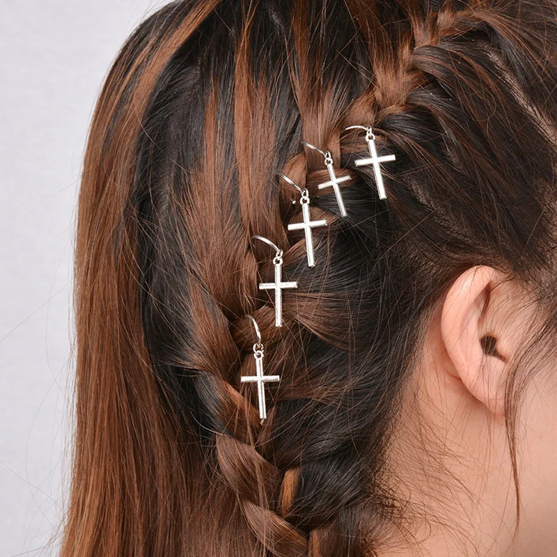 1 партия = 5 шт. новые модные украшения для волос посеребренный Ретро панк прекрасный крест лист головной убор хороший подарок для женщин Девушка HA-93
