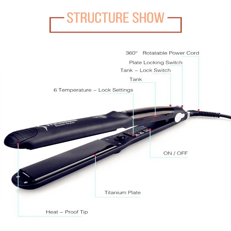 Утюжок для выпрямления волос с паром керамический|steam hair straightener|hair straightenerstraightening